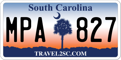 SC license plate MPA827