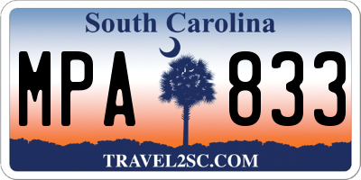 SC license plate MPA833