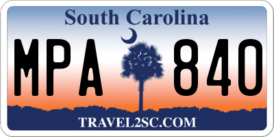 SC license plate MPA840