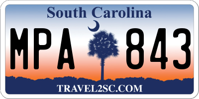 SC license plate MPA843