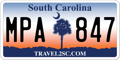 SC license plate MPA847