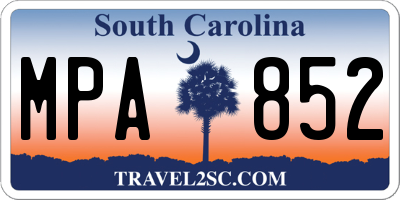 SC license plate MPA852