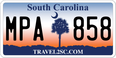 SC license plate MPA858