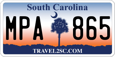SC license plate MPA865