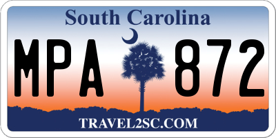 SC license plate MPA872