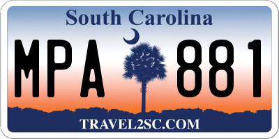 SC license plate MPA881