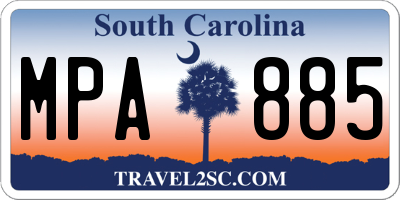 SC license plate MPA885