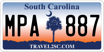 SC license plate MPA887