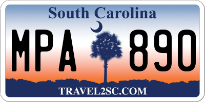 SC license plate MPA890