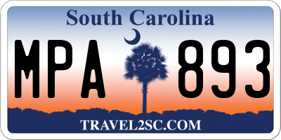 SC license plate MPA893