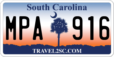 SC license plate MPA916