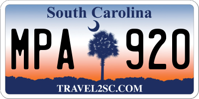 SC license plate MPA920