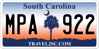 SC license plate MPA922