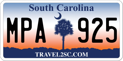 SC license plate MPA925