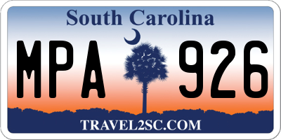 SC license plate MPA926