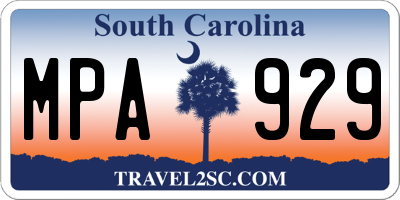 SC license plate MPA929