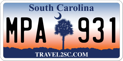 SC license plate MPA931