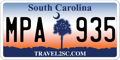 SC license plate MPA935