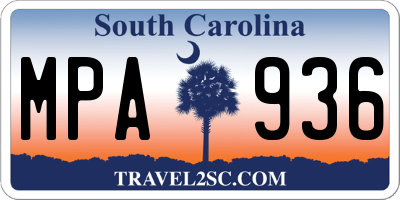 SC license plate MPA936