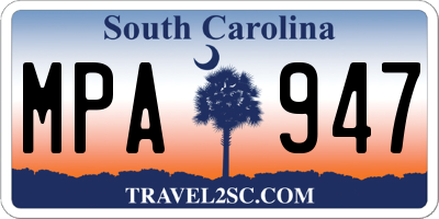 SC license plate MPA947
