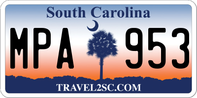 SC license plate MPA953