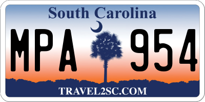 SC license plate MPA954