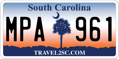 SC license plate MPA961