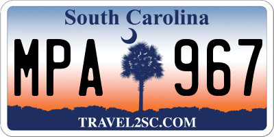 SC license plate MPA967