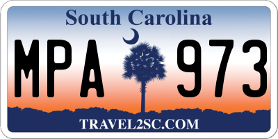 SC license plate MPA973