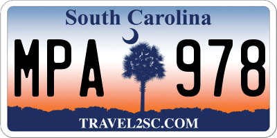 SC license plate MPA978