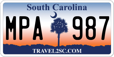 SC license plate MPA987