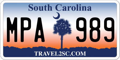 SC license plate MPA989