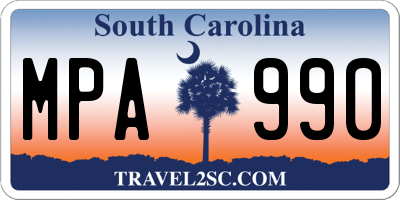 SC license plate MPA990