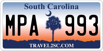 SC license plate MPA993