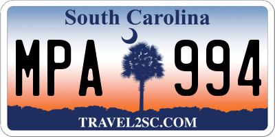 SC license plate MPA994