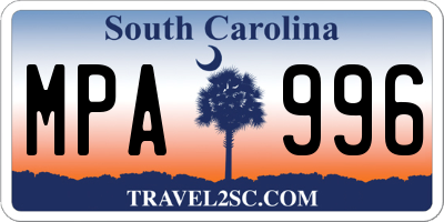SC license plate MPA996