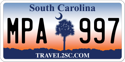 SC license plate MPA997