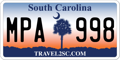 SC license plate MPA998