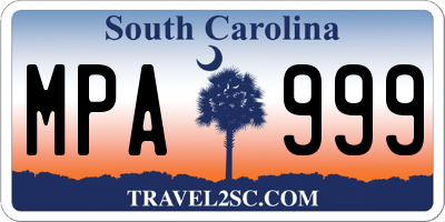 SC license plate MPA999