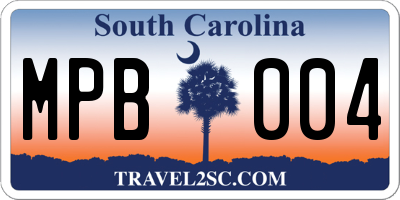 SC license plate MPB004
