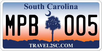 SC license plate MPB005
