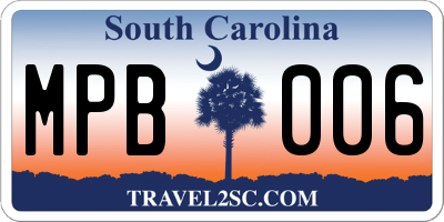 SC license plate MPB006