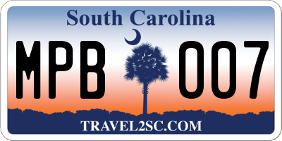 SC license plate MPB007