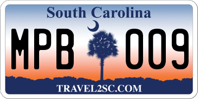 SC license plate MPB009