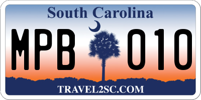 SC license plate MPB010