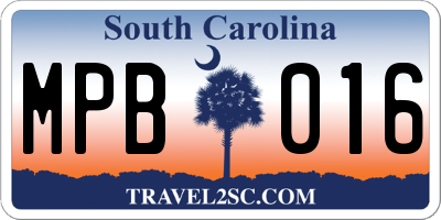 SC license plate MPB016