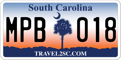 SC license plate MPB018