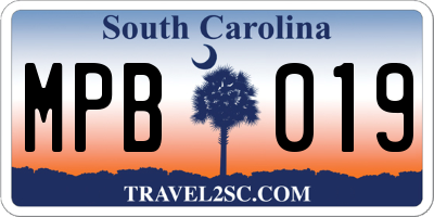 SC license plate MPB019