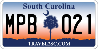SC license plate MPB021