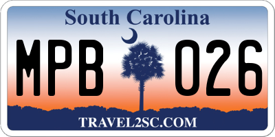 SC license plate MPB026